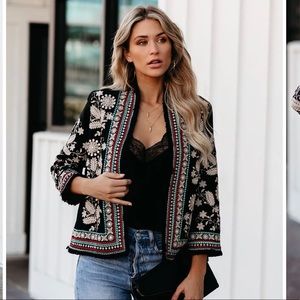 lovely gesture embroidered fringe jacket NWOT